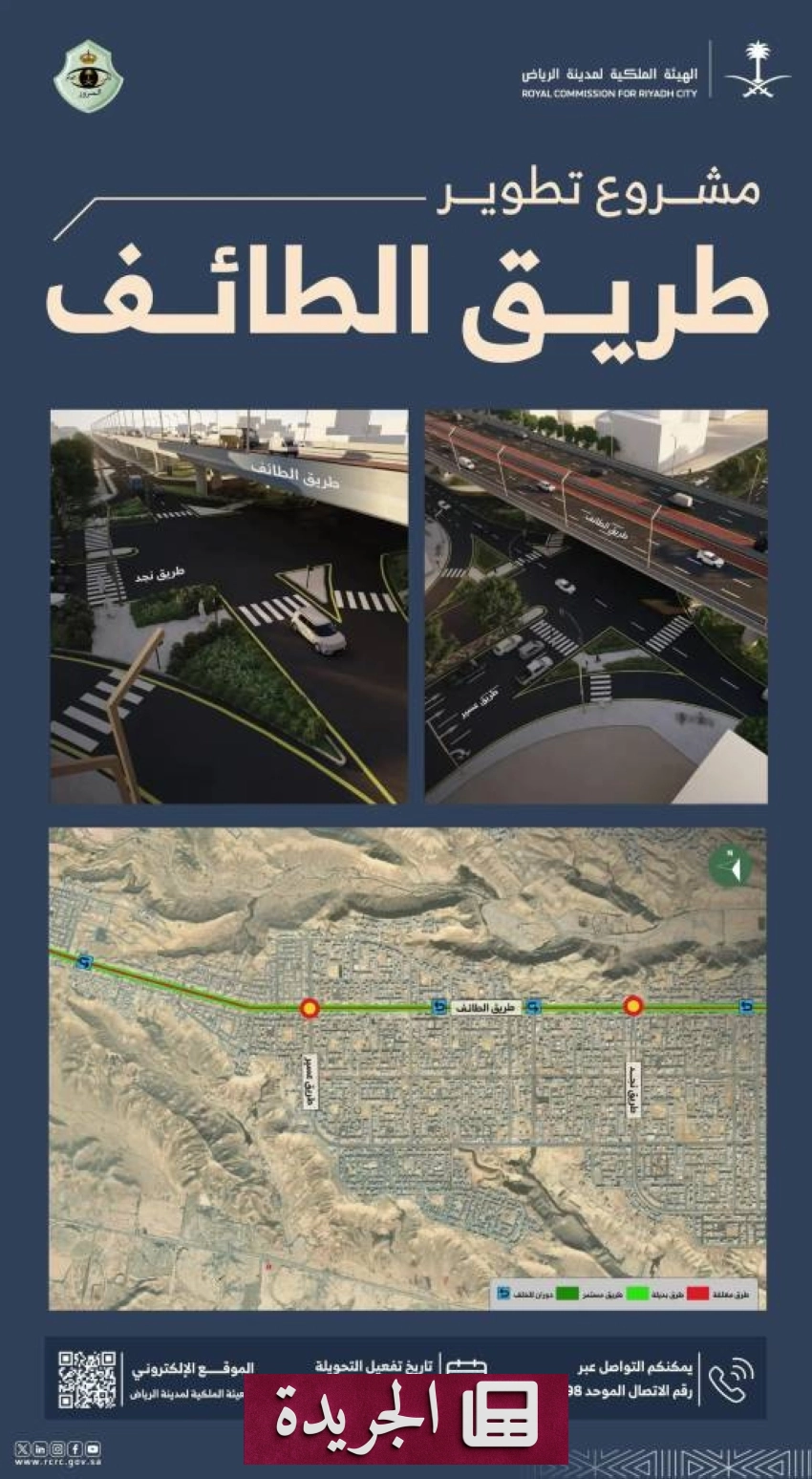 الهيئة الملكية للرياض تباشر تنفيذ جسرين استراتيجيين في طريق الطائف - آخر الأخبار - الجريدة