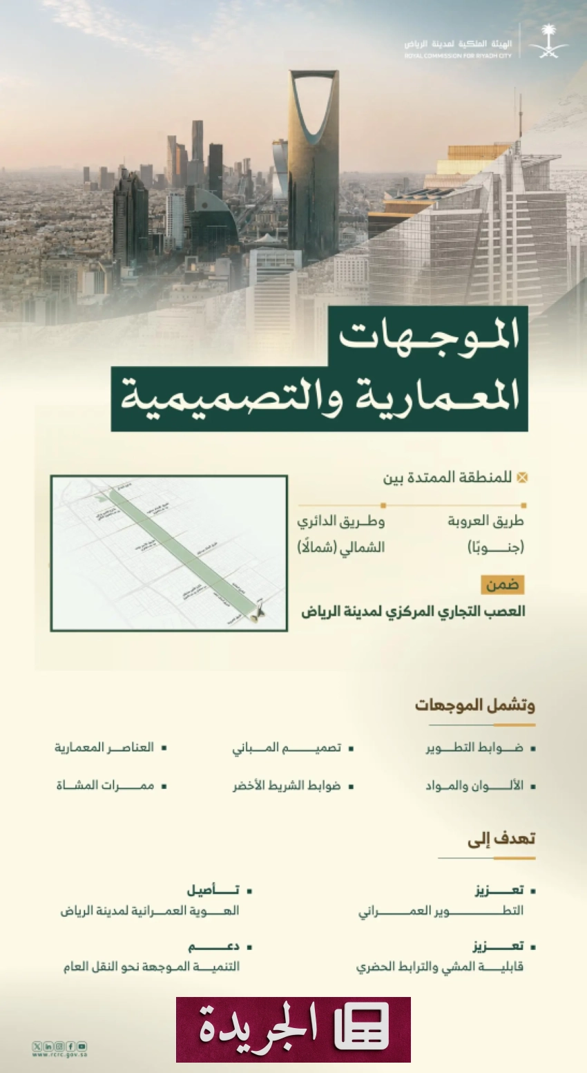 الهيئة الملكية للرياض تنفذ توجيهات معمارية جديدة في العصب التجاري المركزي - آخر الأخبار - الجريدة