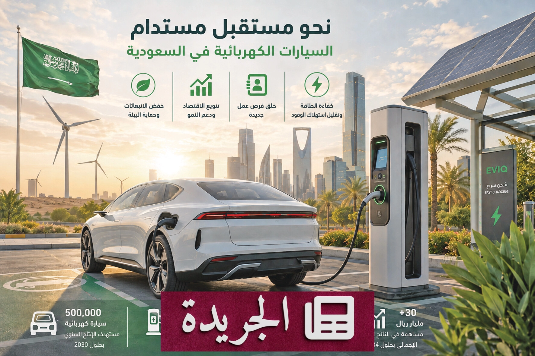 المملكة تتسارع نحو مستقبل السيارات الكهربائية بقيادة رؤية 2030 - آخر الأخبار - الجريدة