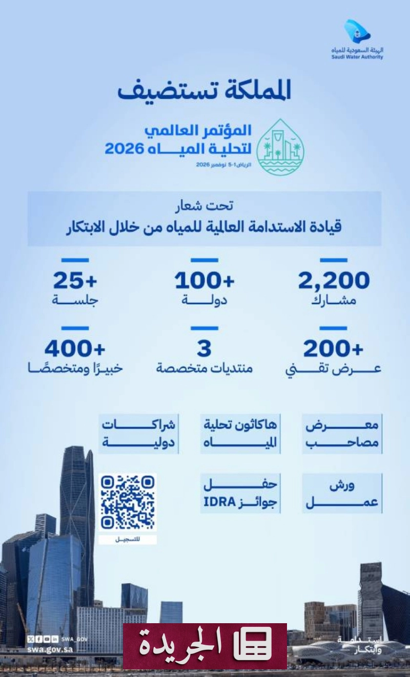 المؤتمر العالمي للمياه في الرياض يفتح آفاقاً جديدة للابتكار والاستدامة - آخر الأخبار - الجريدة