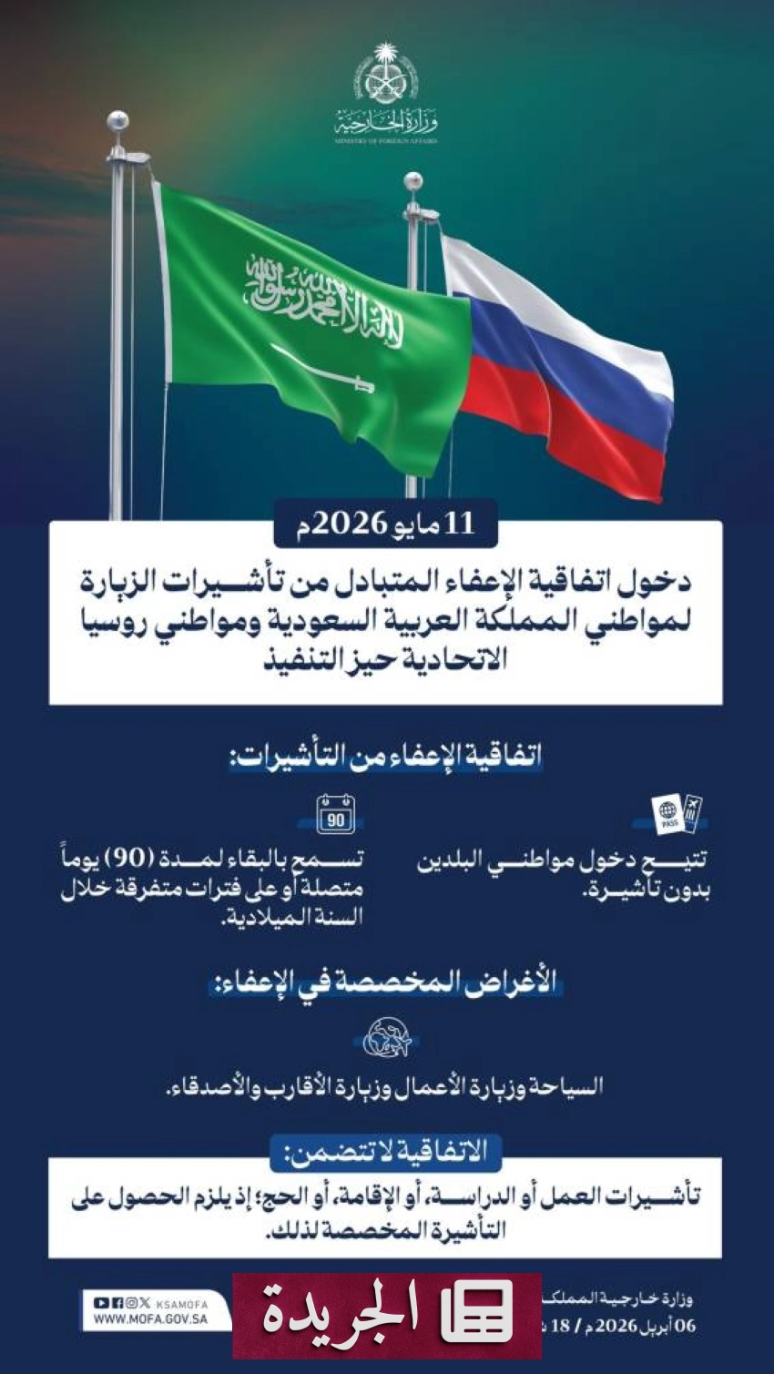 انطلاق اتفاقية الإعفاء من التأشيرات بين السعودية وروسيا.. ما الذي تغير؟ - أخبار أونلاين