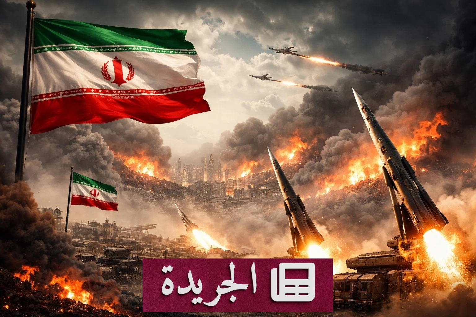 صورة تظهر قائد الحرس الثوري الإيراني مجيد موسوي während einer Pressekonferenz, während er militärische Drohungen gegen die USA ausspricht