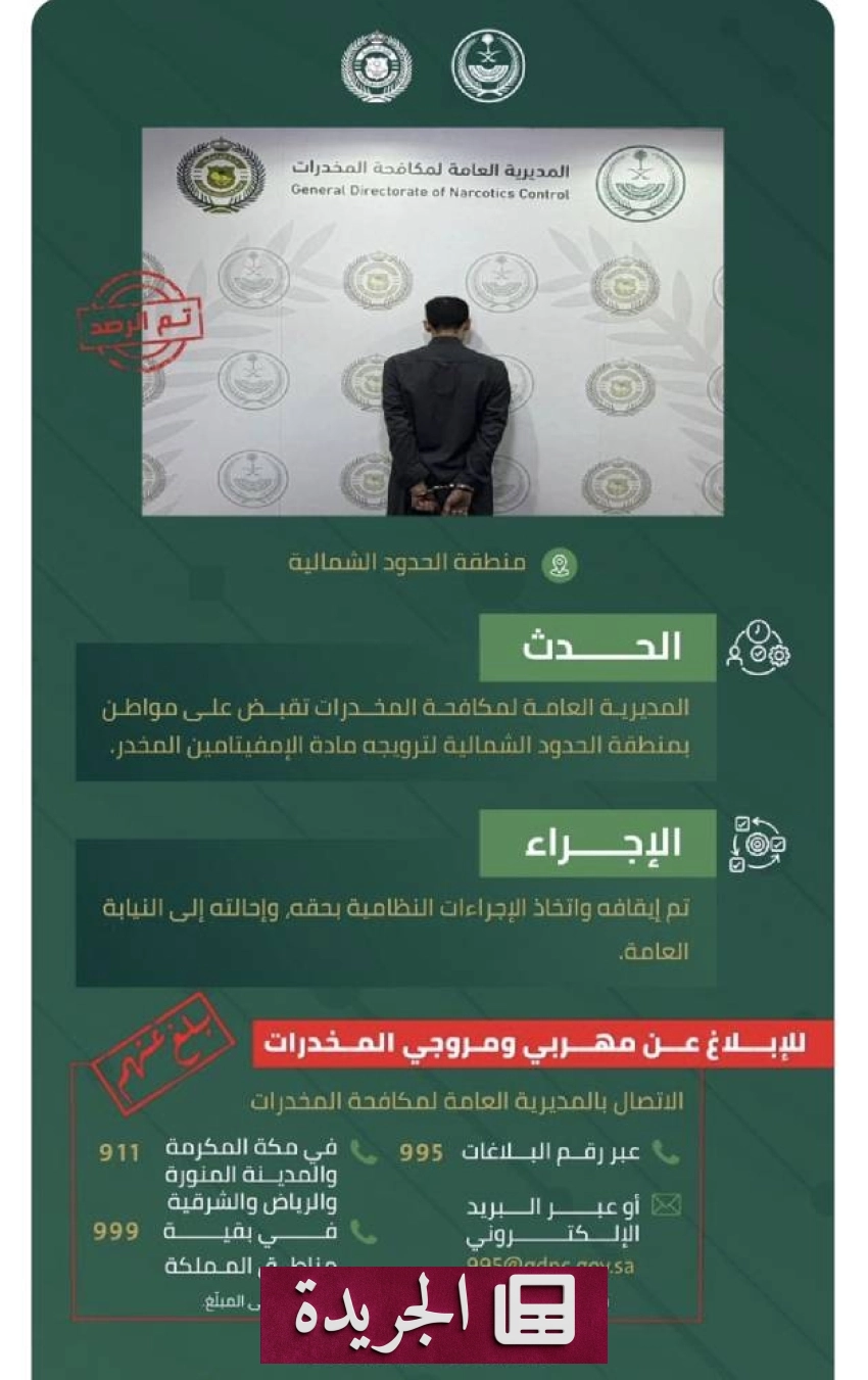 نجاح حملة أمنية في منطقة الحدود الشمالية بإلقاء القبض على مروج مخدرات - أخبار أونلاين